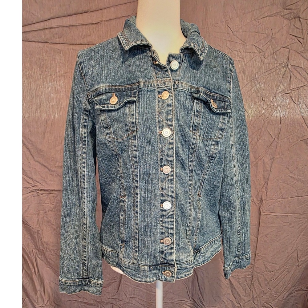 Dressbarn Jean Jacket Blue Stretch Trucker Denim XL W18 L25 S23
